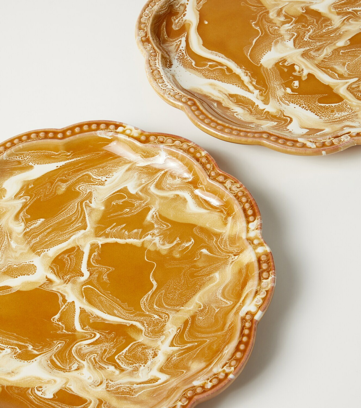 Cabana Marbled set of 2 ceramic dinner plates