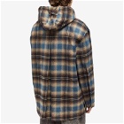 Wooyoungmi Men's Check Hooded Overshirt in Mud