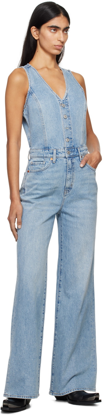 Levi's Blue Vest Wide Leg Denim Jumpsuit