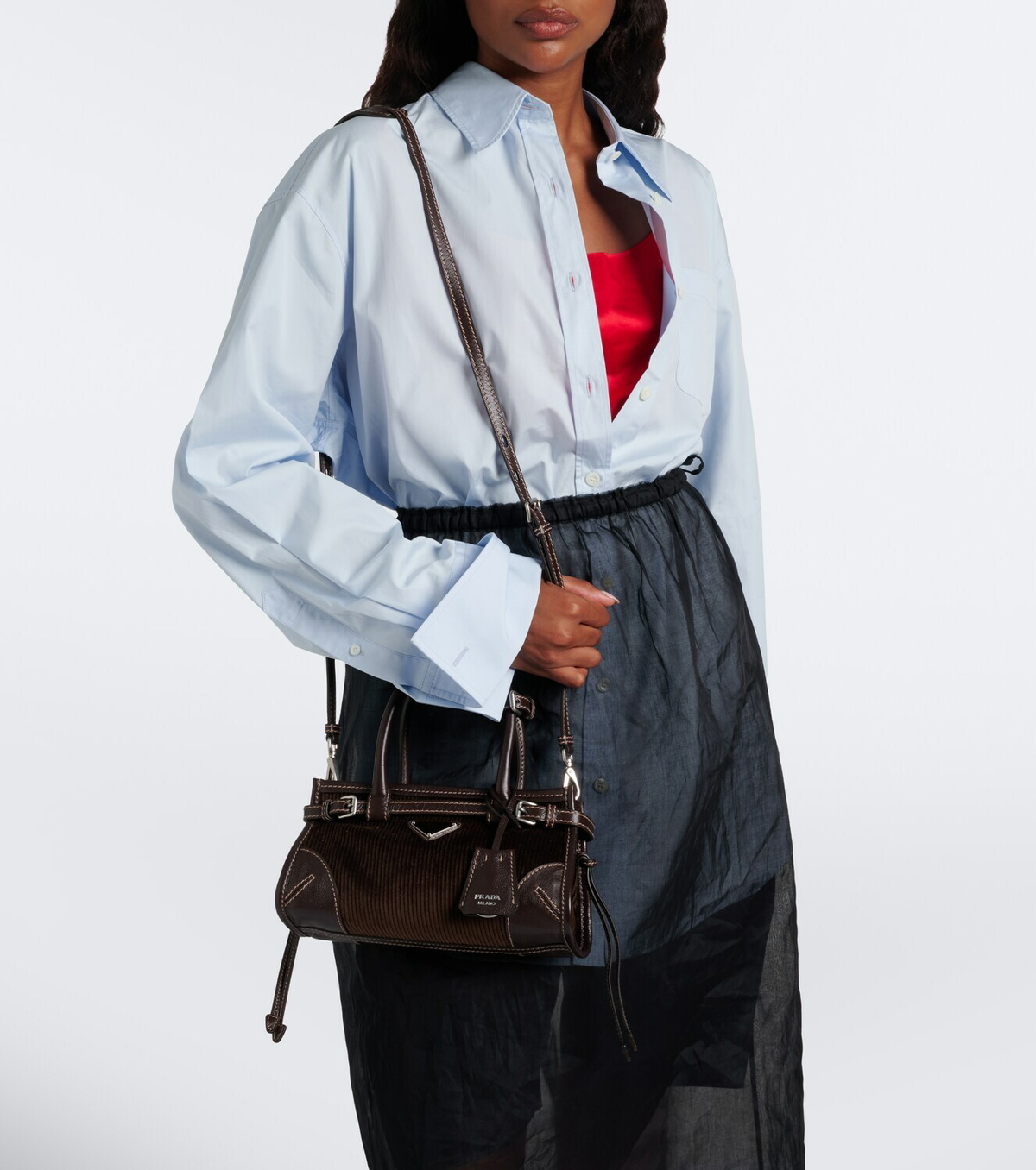 Prada Prada Bonnie Small corduroy top-handle bag