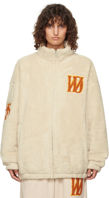 Photo: We11done Beige Bouclé Logo Fleece Jacket