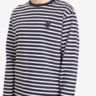 Maison Kitsuné Men's Bold Fox Head Patch Mariner Long Sleeve T-Shirt in Navy Stripes