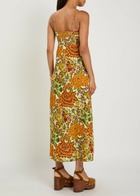 Alemais Lana Floral-print Fringed Linen Midi Dress Multicoloured