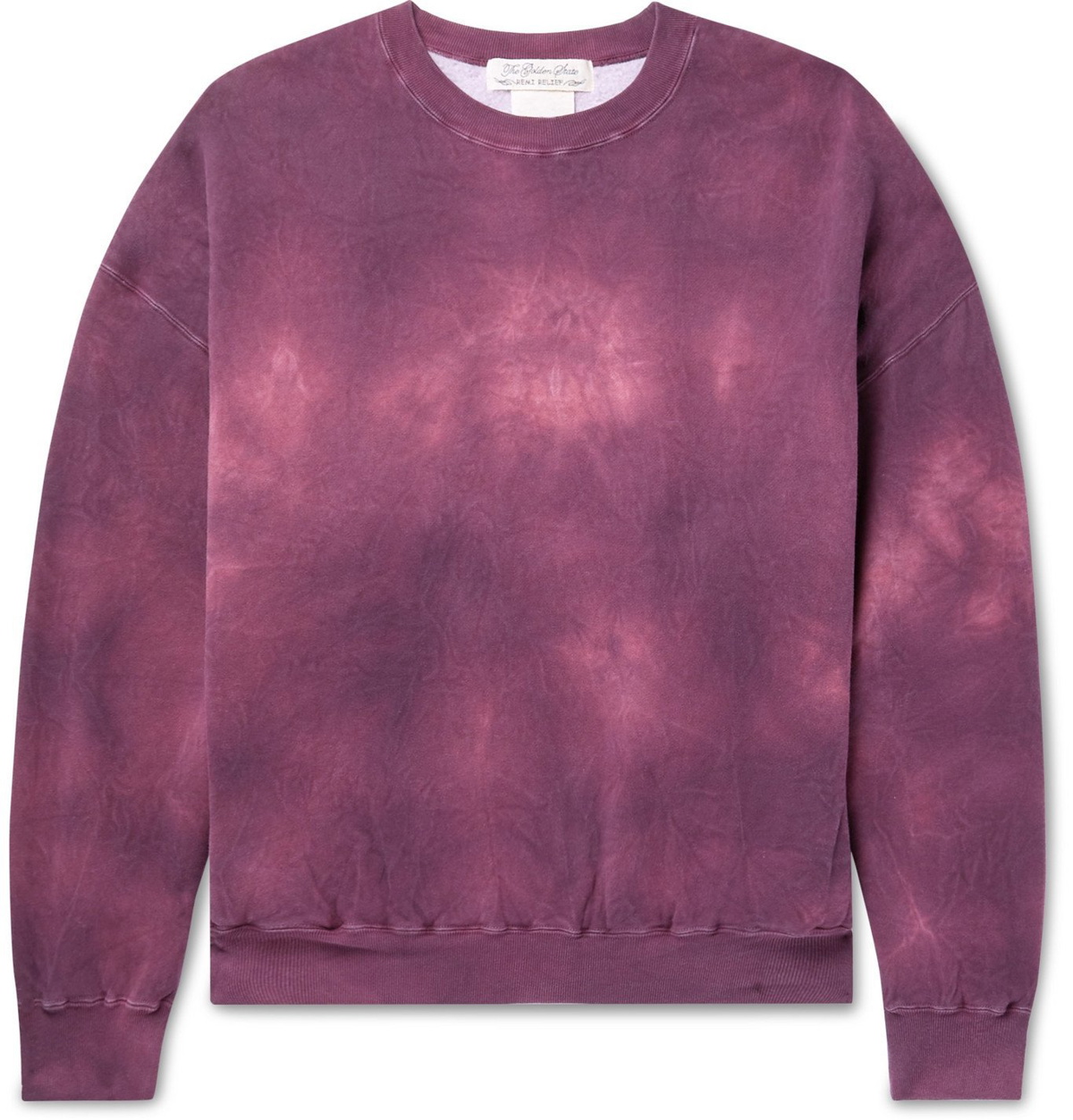 Photo: Remi Relief - Oversized Tie-Dyed Fleece-Back Cotton-Blend Jersey Sweatshirt - Purple