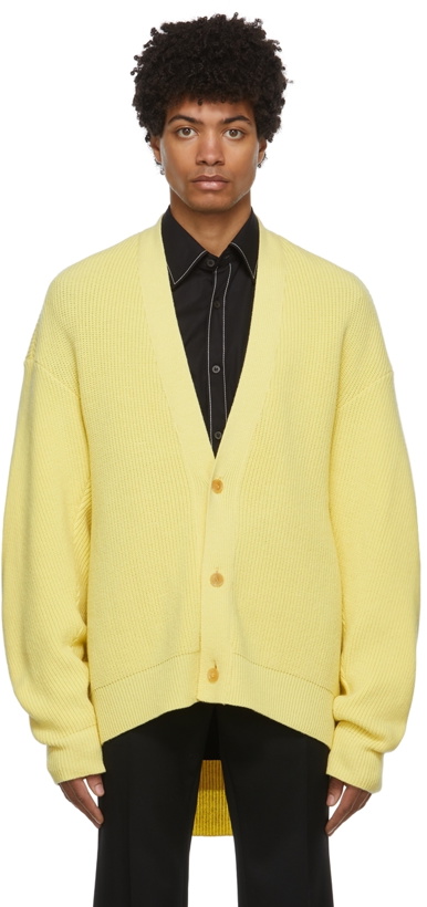 Photo: Hed Mayner Yellow Dropped Cardigan