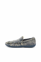 Diesel D-Shock-Distressed denim loafers - Mocassins and Mules Mens in Blue