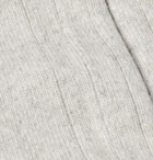 NN07 - Ribbed Mélange Wool-Blend Socks - Gray