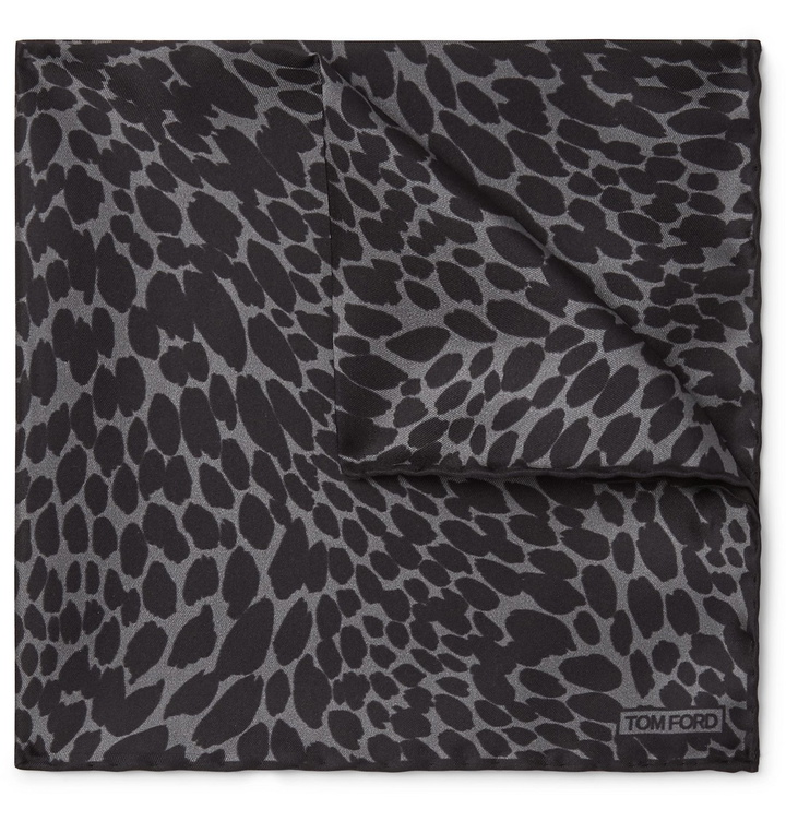 Photo: TOM FORD - Leopard-Print Silk-Twill Pocket Square - Gray