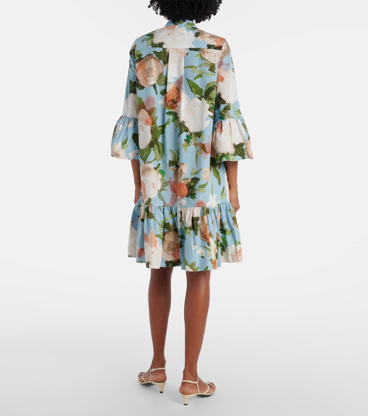 Erdem Floral gathered cotton poplin minidress