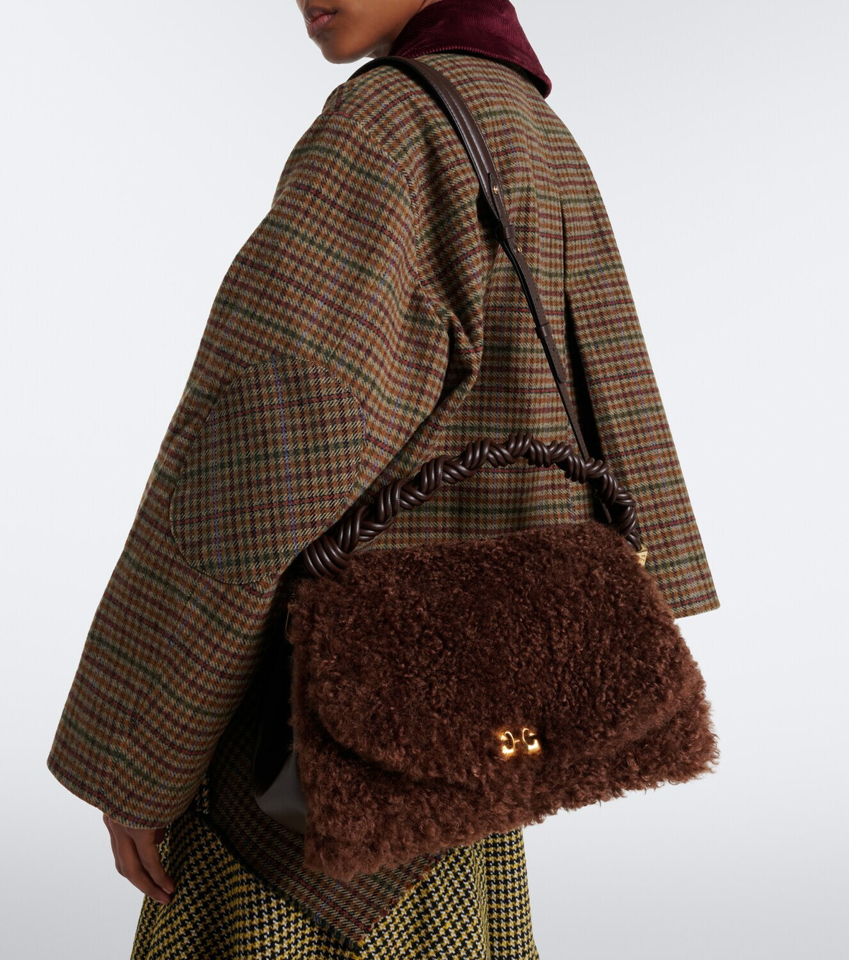 Ganni Very Bou teddy top-handle bag