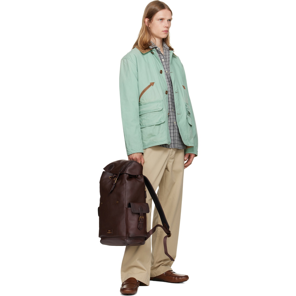 Polo Ralph Lauren Brown Pebbled Leather Backpack
