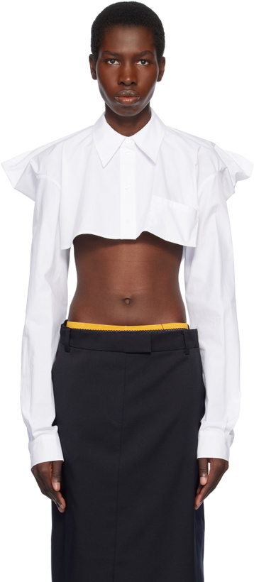 Photo: Pushbutton White Squared Back Cropped Shirt