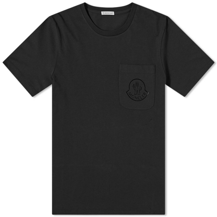 Photo: Moncler Men's Tonal Printed Logo Pocket T-Shirt in Black