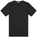 Moncler Men's Tonal Printed Logo Pocket T-Shirt in Black