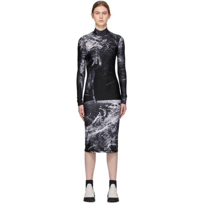 Photo: S.R. STUDIO. LA. CA. Black and White Fern Mock Neck Fitted Dress