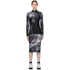 S.R. STUDIO. LA. CA. Black and White Fern Mock Neck Fitted Dress