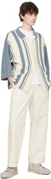 DOCUMENT Blue & Off-White Intarsia Knitting Stripe Shirt