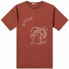 Bode Men's Embroidered Pony T-Shirt in Brown