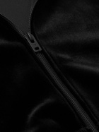 Y-3 - Logo-Embroidered Zip-Detailed Stretch-Velvet Hoodie - Black