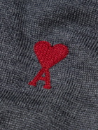 AMI PARIS - ADC Logo-Embroidered Merino Wool Sweater - Gray