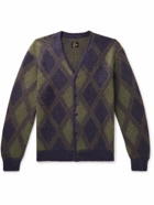 Needles - Jacquard-Knit Brushed Mohair-Blend Cardigan - Purple