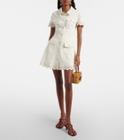 Self-Portrait Broderie anglaise denim minidress