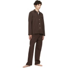 Tekla Brown Poplin Long-Sleeved Pyjama Shirt