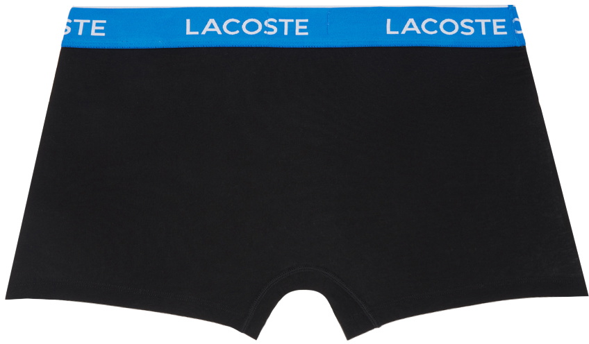 Lacoste Three-Pack Black Contrast Waist Boxer Briefs