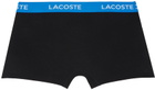 Lacoste Three-Pack Black Contrast Waist Boxer Briefs