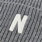 Norse Projects Men's N Logo Beanie in Grey Melange