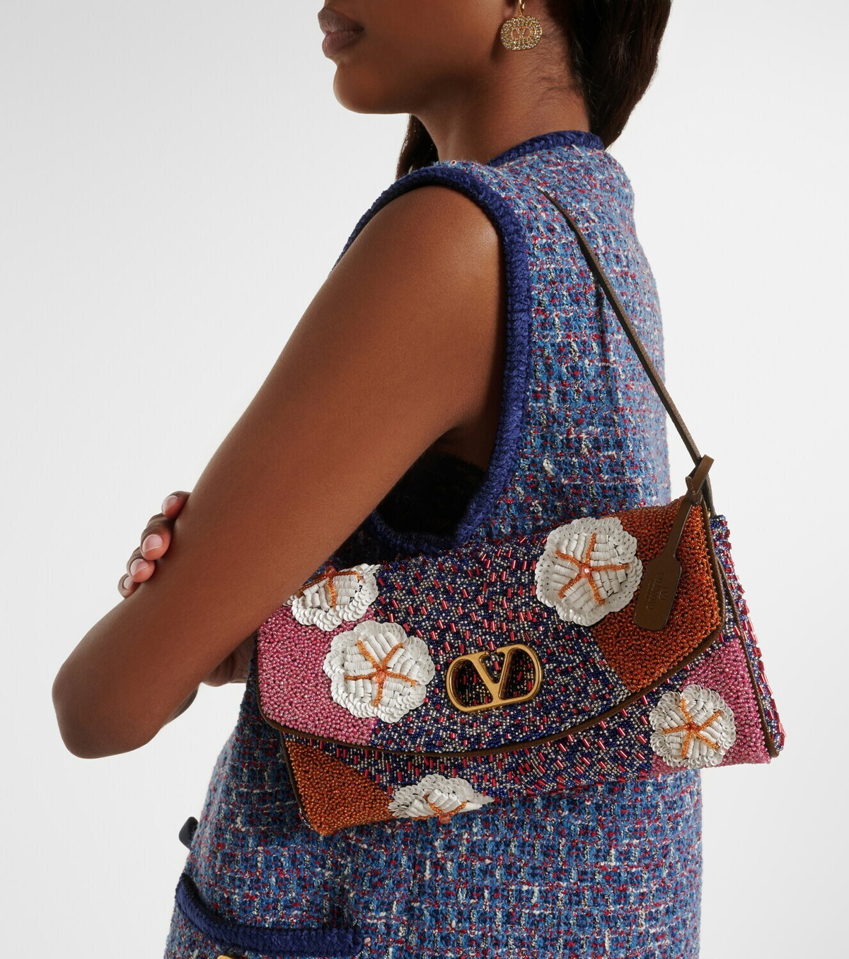 Valentino Garavani DeVain Small floral embellished shoulder bag