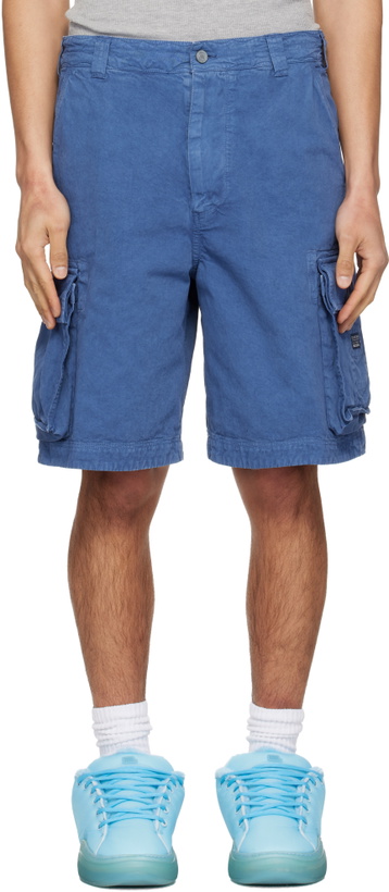 Photo: ERL Blue Woven Cargo Shorts