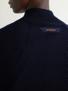 SEASE - Virgin Wool and Shell Bomber Jacket - Blue