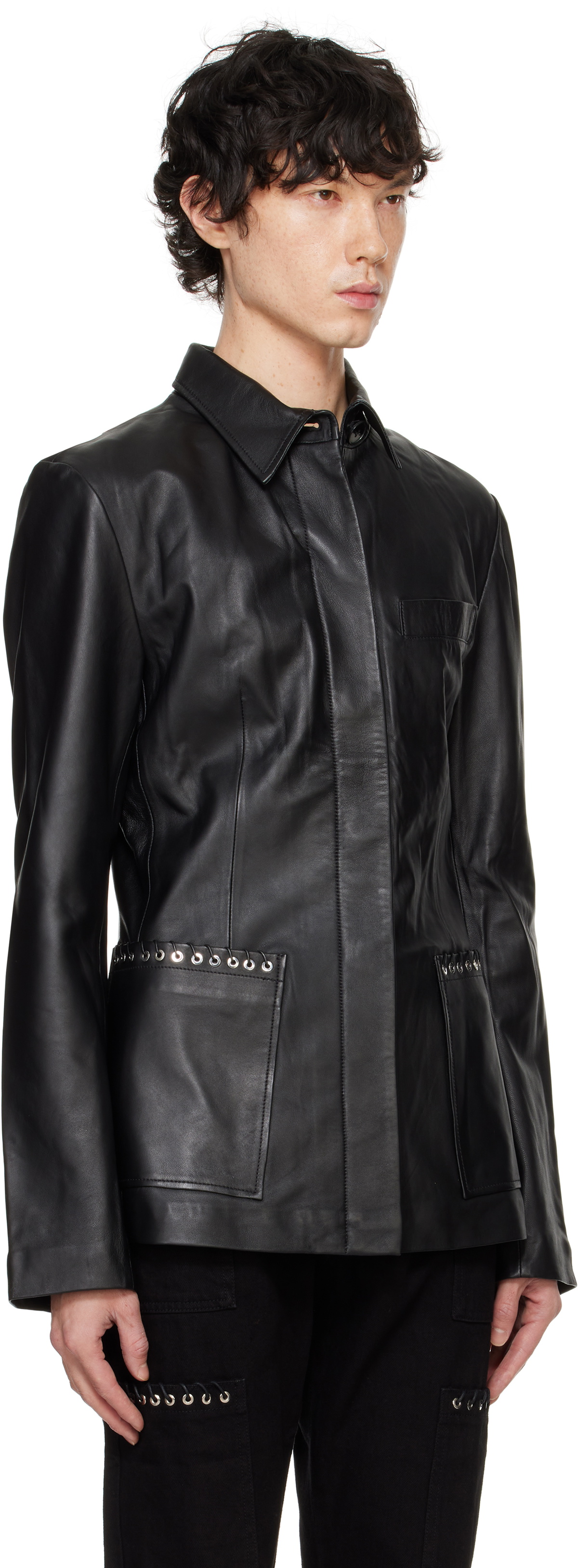 【LUDOVIC DE SAINT SERNIN】レザーライダースジャケット Ludovic de Saint Sernin Black Gail Leather Jacket Ludovic de Saint
