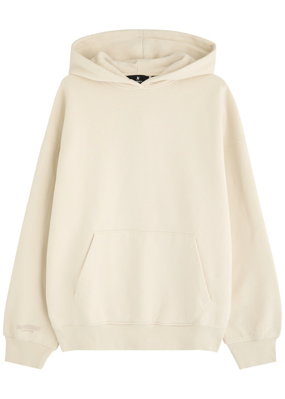 Photo: Represent Owners Club Boyfriend Hooded Cotton Sweatshirt Beige