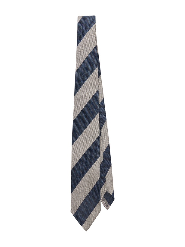 Photo: Dunhill - 9.5cm Striped Linen and Mulberry Silk-Blend Jacquard Tie