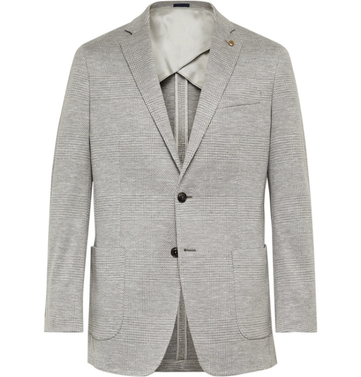 Photo: Peter Millar - Grey Prince of Wales Checked Wool, Silk and Linen-Blend Blazer - Gray