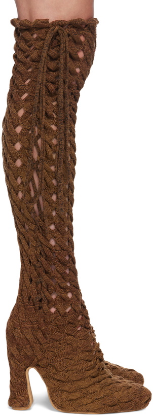 Photo: Isa Boulder SSENSE Exclusive Brown Spiralcable Tall Boots