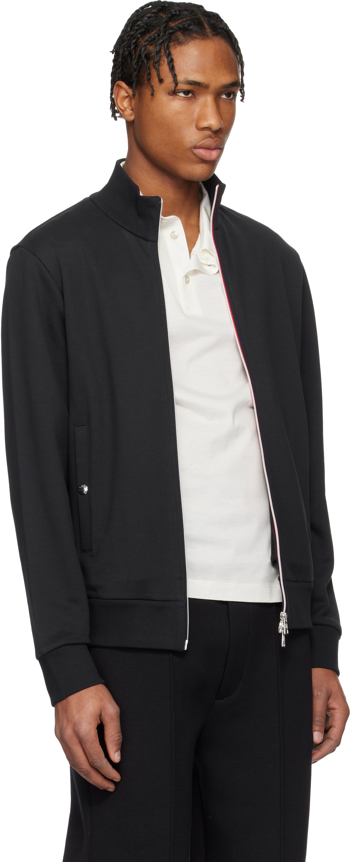 Moncler Navy Tricolor-Trimmed Cotton Zip-Up Sweatshirt Moncler
