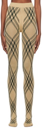 Burberry Beige & Green Check Tights