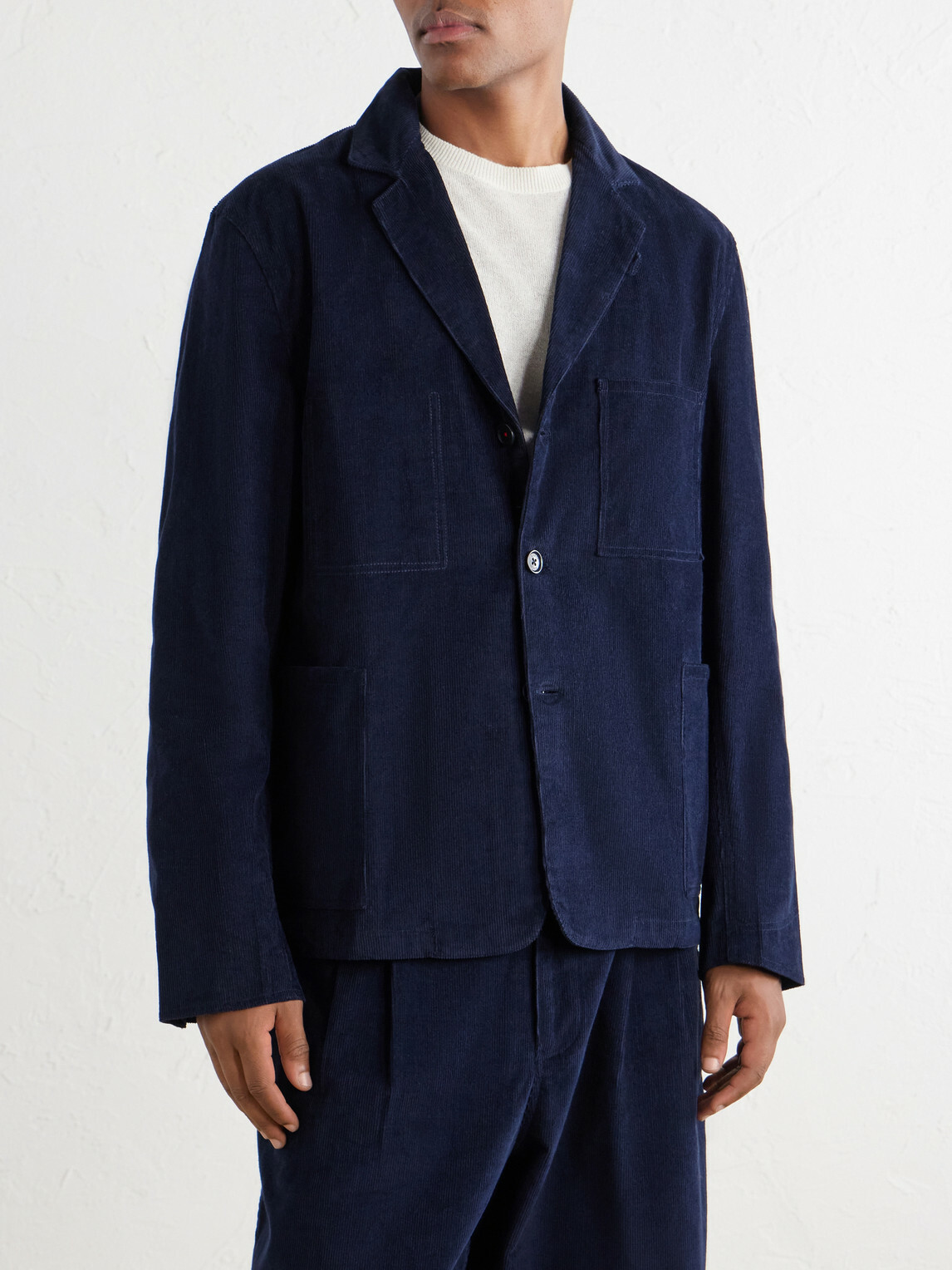 Kardo - Somesh Cotton-Corduroy Suit Jacket - Blue