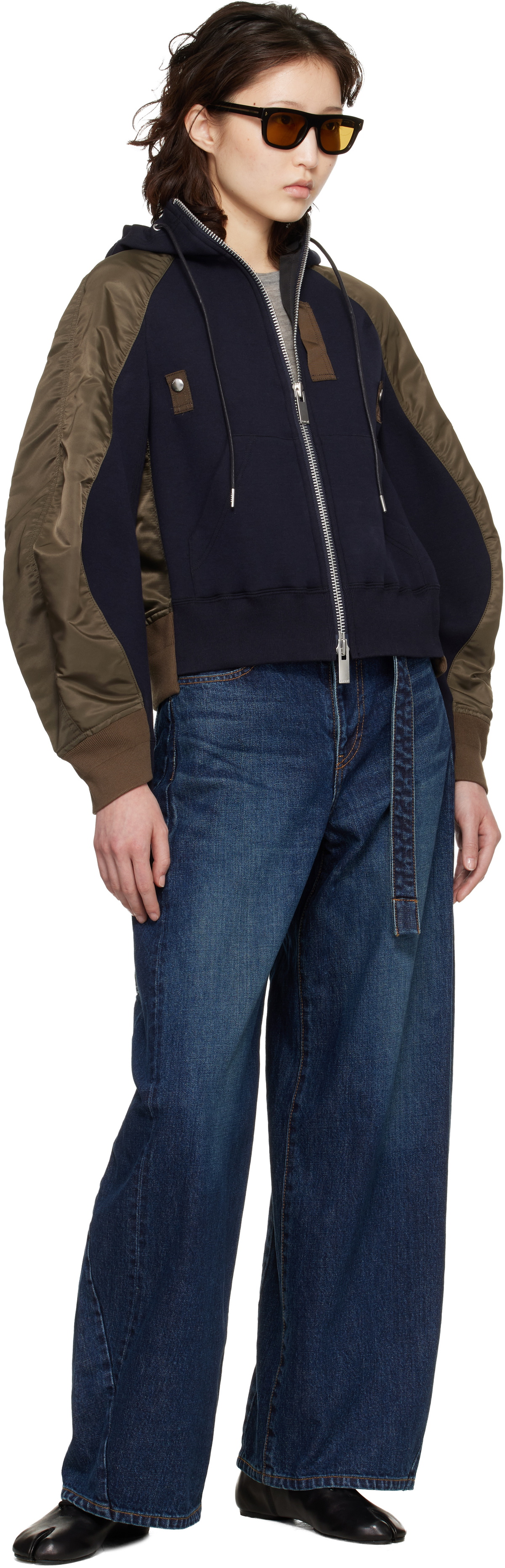 sacai Navy & Khaki Sponge Sweat Hoodie