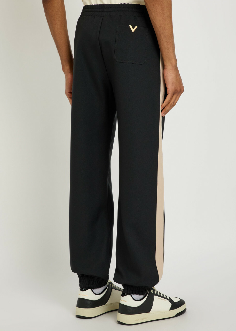 Valentino Garavani Panelled Jersey-twill Track Pants Black And White