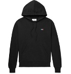 AMI - Embroidered Loopback Cotton-Jersey Hoodie - Black
