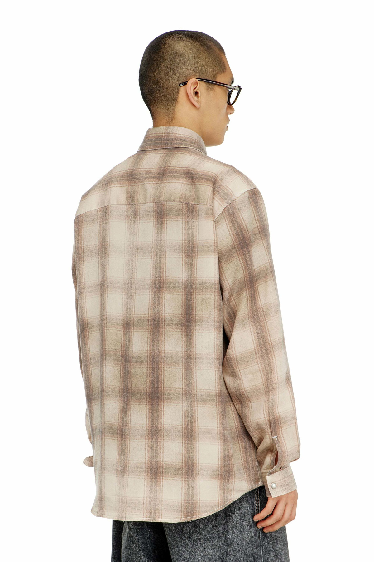 Diesel Check shirt in fluid fabric - Shirts Mens in Brown
