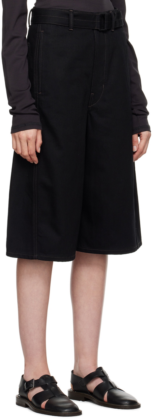 LEMAIRE Black Twisted Belted Denim Shorts Lemaire