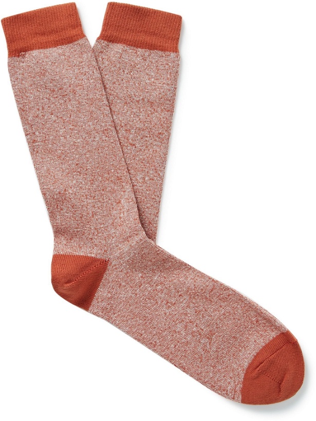 Photo: SUNSPEL - Mélange Organic Cotton-Blend Socks - Orange