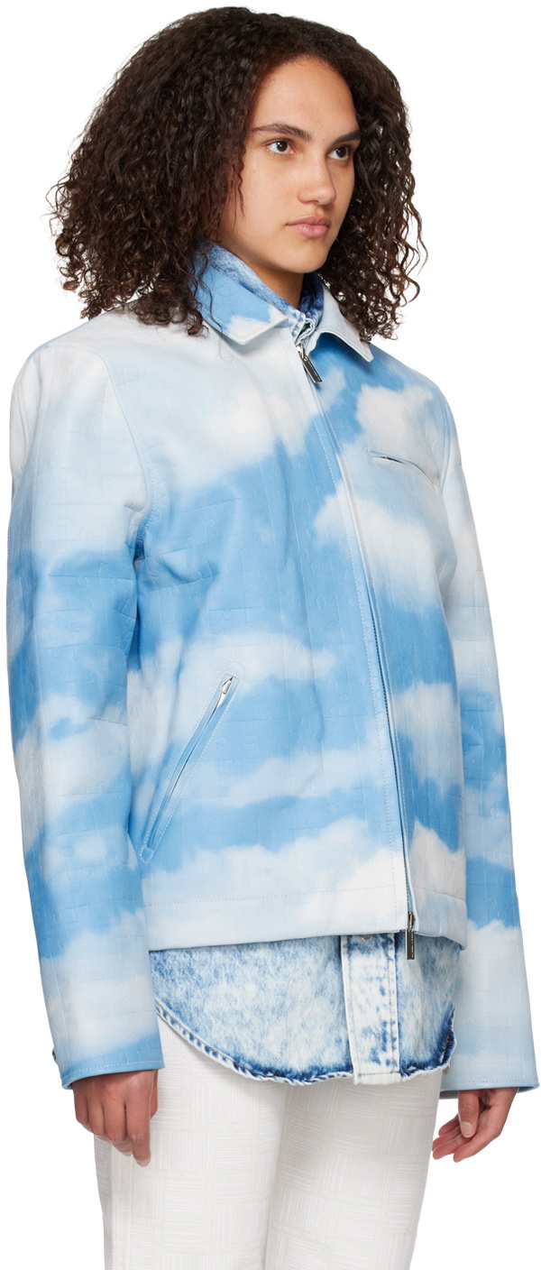VTMNTS White & Blue Sky Puzzle Leather Jacket