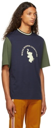 Wales Bonner Navy & Green College Graphic T-Shirt