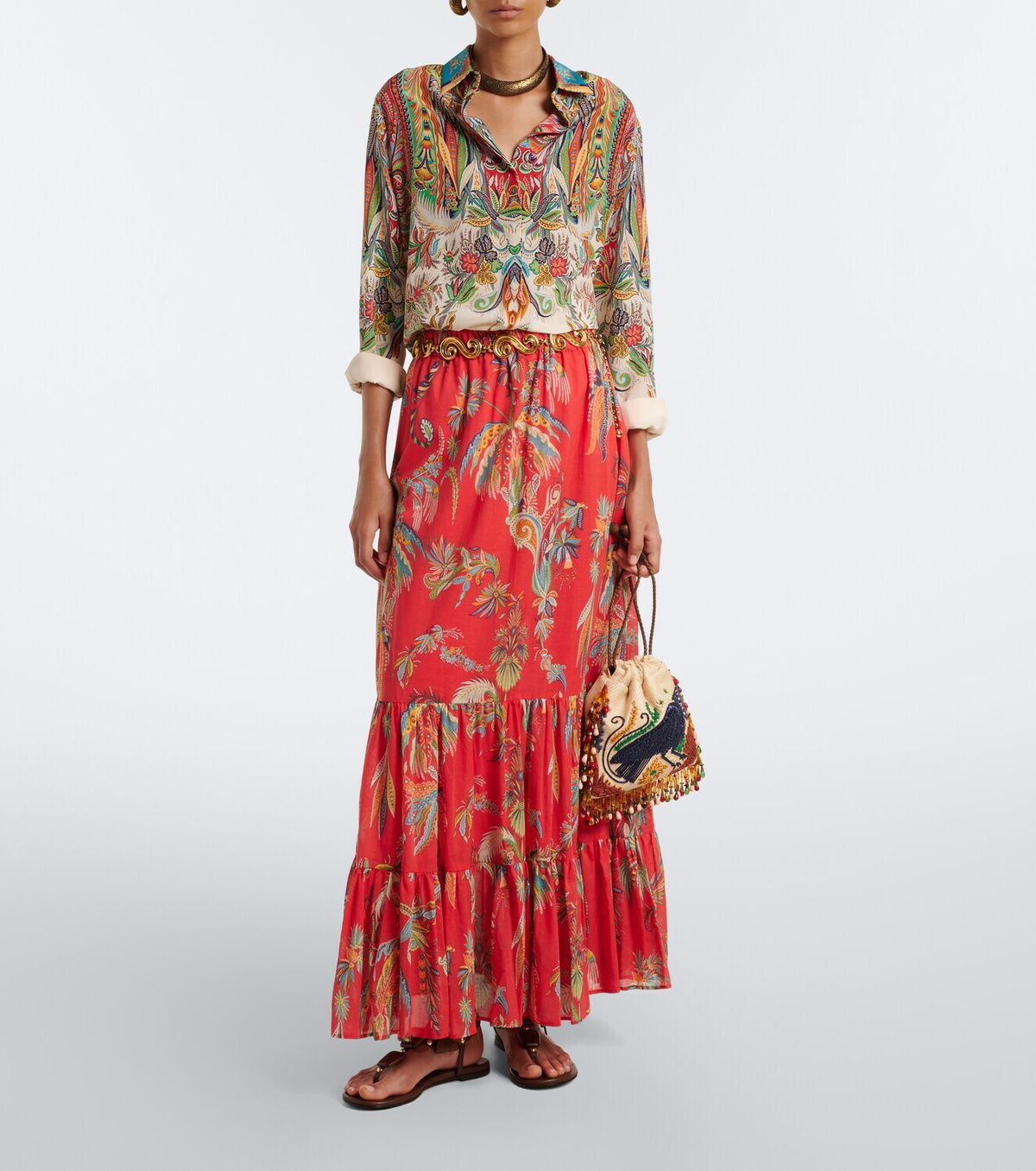 Etro Printed cotton maxi skirt